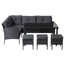 All of our rattan garden furniture is durable, weatherproof and easy to clean, as well as being available in plenty of styles, making it the ideal choice for every person and every garden. Black Orlando Outdoor Corner Sofa Dining Set 5 Piece Outdoor Garden George At Asda