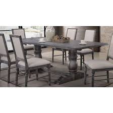 Chanel brass dining room set: Acme Furniture Leventis Trestle Dining Table In Weathered Gray 66180 By Dining Rooms Outlet