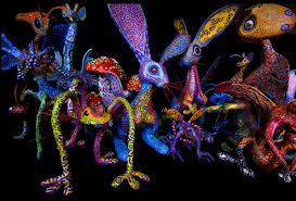 Some examples of the crazy imagery found in alebrijes are roosters with bullhorns, winged dogs with cat heads, giant turkeys with dragon tails. The Magical World Of Arturo Caballero S Alebrijes