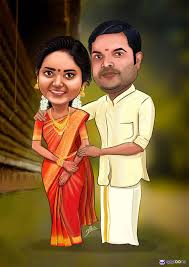 Hindu Wedding Caricature Custom Caricatures Illustration From Photos Save The Date Indian Caricature Caric Wedding Caricature Caricature Wedding Caricature