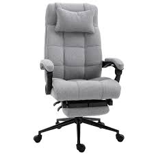 Looking for an ergonomic recliner office chair with footrest? Vinsetto Reclining Office Chair Swivel Chair Footrest Linen Feel Light Grey 842525119443 Ebay