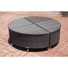 Belaire round resin wicker cocktail or coffee table with glass top 19.5 high. Source Outdoor Circa Wicker 1 4 Round Coffee Table Wicker Com