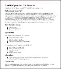 Forklift Operator Sample Resume Sample Resume For Forklift Operator ...