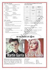 The song was premiered at the ultra music festival and released officially on friday bridge: Martin Garrix Bebe Rexha In The Name Of Love Esl Worksheet By Antonio Oliver