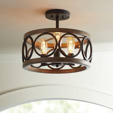 Hardware included for added convenience 3 Light Franklin Iron Works Rustic Farmhouse Ceiling Light Semi Flush Mount Fixture Led Black Circle Wood Grain 16 Wide Walmart Com Walmart Com