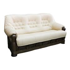 Große auswahl an sofas aus echtleder: Hamlet 3 Sitzer Couch Mit Schlaffunktion Echtleder Holzart Eiche Cremeweiss Natureiche