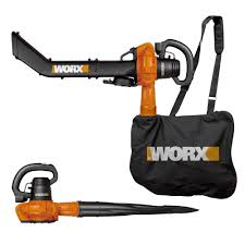 Worx 240 Mph 385 Cfm Electric 12 Amp Leaf Blower Mulcher Wg508 The Home Depot Modern Gardening Tools Leaf Blower Blowers
