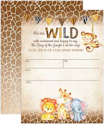 Buy Jungle Safari Baby Shower Invitations Safari Animal Invitation 20 Fill In Invitations And Envelopes Boy Or Neutral Baby Shower Party Monkey Lion Elephant Giraffe Online In Turkey B07fnqpf7s