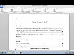 Table Of Authorities Demo Words Author Info
