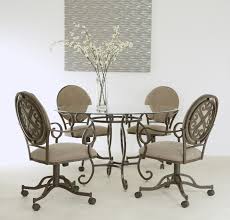 Game table chairs with casters. Beautiful Glass Top Swivel Tilt Caster Dinette Set By Pastel Furniture Available At Www Disocuntdinettes Com Dinette Sets Furniture Dinette