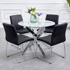 Round kitchen & dining room sets : Gizza Modern Dining Table And Chairs Set Of 4 Round Mdf Wooden Table Dining Chairs Of