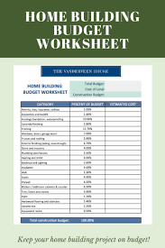 House Construction Schedule And Budget Worksheet Home Construction Budgeting Worksheets Build Your Own House