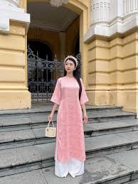 Áo dài gấm hồng Tết 2025 ( sale sẵn) - maxi.vn