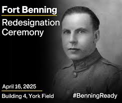 Join us as Fort Benning is ceremoniously redesignated in honor of Sgt. Fred  G. Benning: 📅 Wednesday, Apr. 16, 2025 🕙10:00 a.m. 📍McGinnis-Wickam  Hall, 1 Karker St., bldg. 4, Fort Benning. Live