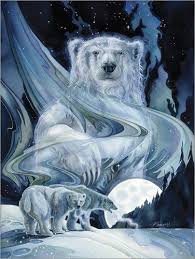 In this story, the polar bear man has stolen the beautiful young wife of a poor hunter. Jody Bergsma Polar Bears Polar Bear Art Bear Art Bear Spirit