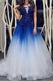 Elegant Royal Blue White Ombre Long Prom Dresses With Appliques For Teens Okh18 Prom Dresses Sleeveless White Prom Dress Long Ombre Prom Dresses