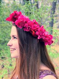 Pink Floral Head Wreath, Pink Flower Crown, Pink Halo Floral Crown, Pink  Floral Crown, Modeled by Kayla