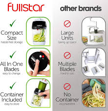 Check spelling or type a new query. Buy Fullstar Vegetable Spiralizer Vegetable Slicer 4 In 1 Zucchini Spaghetti Maker Zoodle Maker Veggie Spiralizer Adjustable Handheld Spiralizer Zucchini Noodle Maker Zucchini Spiralizer With Container Online In Indonesia B07rn6cg6x