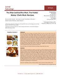Makanan merupakan salah satu perkara yang dapat menyatukan rakyat malaysia menjadi 1malaysia. Pdf The Man Behind The Wok The Hotels Malay Chefs Work Recipes Nurul Ashikin Ismail Academia Edu