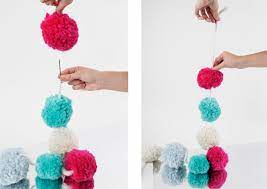 Diy crepe paper pom pom garland. How To Make A Pom Pom Garland Wool And The Gang Blog Free Knitting Kit Patterns Downloads