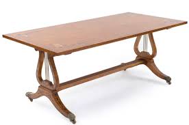 A small low table for putting magazines, cups, etc. English Hepplewhite Satinwood Lyre Coffee Table