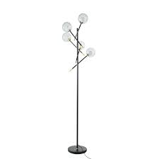 Lampadaire 5 Globes En Verre Fume Et Metal Noir H179 Lampadaire Lampe Sur Pied Globe En Verre