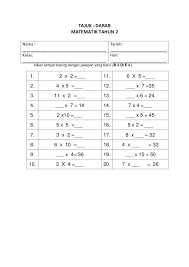 Sebuah syarikat pengiklanan telah mencetak 73 600 naskhah risalah. Tajuk Darab Matematik Tahun 2nama Tarikh Math Worksheets Math Multiplication Worksheets