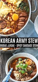 You can leave the other ingredients in a ring around the beef for presentation, or just mix it all up. Korean Army Stew Spicy Sausage Stew Budae Jjigae Foodie With Family