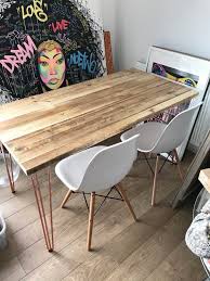 Dining Table Copper Hairpin Leg Reclaimed 7magok Industrial Custom Solid Wood Rustic Vintage Scaffold Chic Bar Cafe Restaurant Table Dining Table Copper Industrial Style Dining Table Reclaimed Dining Table
