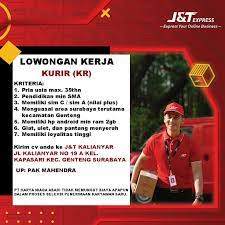 Hanya dengan mengetik daerah mana yang ingin dituju maka hasil pencarian lowongan kerja bulan ini bisa diterima. Lowongan Kerja Kurir J T Express Loker Surabaya