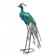 Jewelled Iridescent Blue Metal Peacock Ornament Peacock Ornaments Garden Decor Garden Ornaments