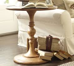 Side Table Between Couches Newberry Pedestal Side Table Pottery Barn With Images Pedestal Side Table Wood End Tables Side Table