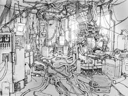 serial experiments lain lain s room concept art drawing concept art cyberpunk art