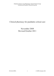 Clinical Pharmacy For Critical Care Neonatal And Paediatric