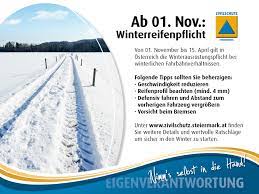Diese beiden fragen kann man nur einzeln beantworten, denn es gibt in deutschland keinen festgelegten zeitraum, in dem allgemein eine winterreifenpflicht besteht. Erinnerung Ab 01 11 Winterreifenpflicht
