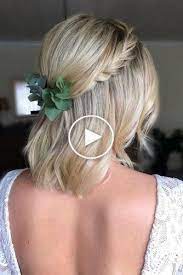 33 Elegant Coiffures De Mariage Avec Des Cheveux Vers Le Bas In 2020 Short Blonde Hair Down Hairstyles Short Wedding Hair