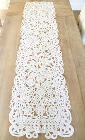 Mexican Papel Picado Table Runner In White Synthetic Fabric Mexican Bridal Showers Papel Picado Mexican Fabric