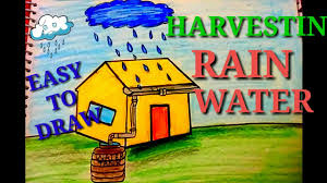 Easy Drawing Of Harvesting Rain Water Save Water Save Life