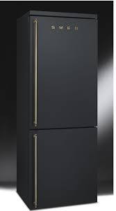 Smeg Matte Black And Brass Refridgerator Fridge Black Fridges Black Kitchens Smeg