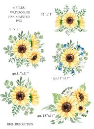 Sunflower Clipart Watercolor Fall Greenery Sunflower Etsy In 2020 Sunflower Clipart Sunflower Art Sunflower Wall Art