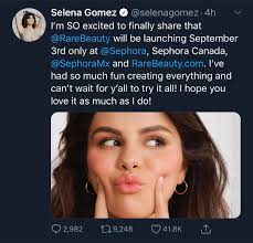 Selena Gomez announces “Rare Beauty” launch for September 3rd. :  r/BeautyGuruChatter