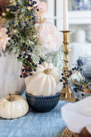 Blue and mauve fall tablescape
