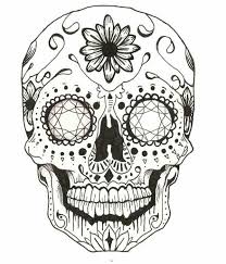 Black And White Sugar Skull Tattoo Colores Skull Coloring Pages Sugar Skull Tattoos Sugar Skull Drawing