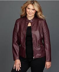 Inc International Concepts Plus Size Faux Leather Quilted Moto Jacket Jackets Blazer Plus Size Leather Jacket Burgundy Leather Jacket Plus Size Fall Outfit