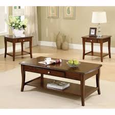 3 Piece Pack Of 1 Coffee Table 2 End Tables W Drawer Brown Homeroots 315036