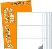 Sticky Labels No Residue - 42 Easy Peel Off, Waterproof, Reusable, 100x50mm  Large White Sticky Labels for Storage Boxes, Multi Purpose Plain Stickers  ...