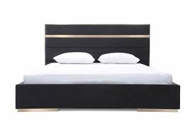 Vig Nova Domus Cartier Black Velvet Brushed Bronze King Bed Modern Contemporary With Images Upholstered Platform Bed