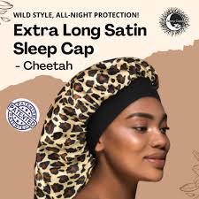 🐆 Sleep fierce. Wake flawless., The Extra Long Satin Sleep Cap