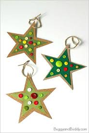Homemade Button Star Christmas Ornament Craft For Kids Christmas Ornament Crafts Preschool Christmas Christmas Crafts
