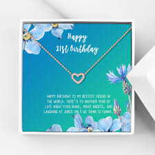 Help her celebrate her milestone 21st birthday with a gift that lasts a lifetime. Anavia Anavia Happy 21st Birthday Gifts Stainless Steel Fashion Necklace Birthday Card Jewelry Gift For Her Birthday Gift For Daughter Rose Gold Mini Crystal Heart Bright Blue Gift Card Walmart Com